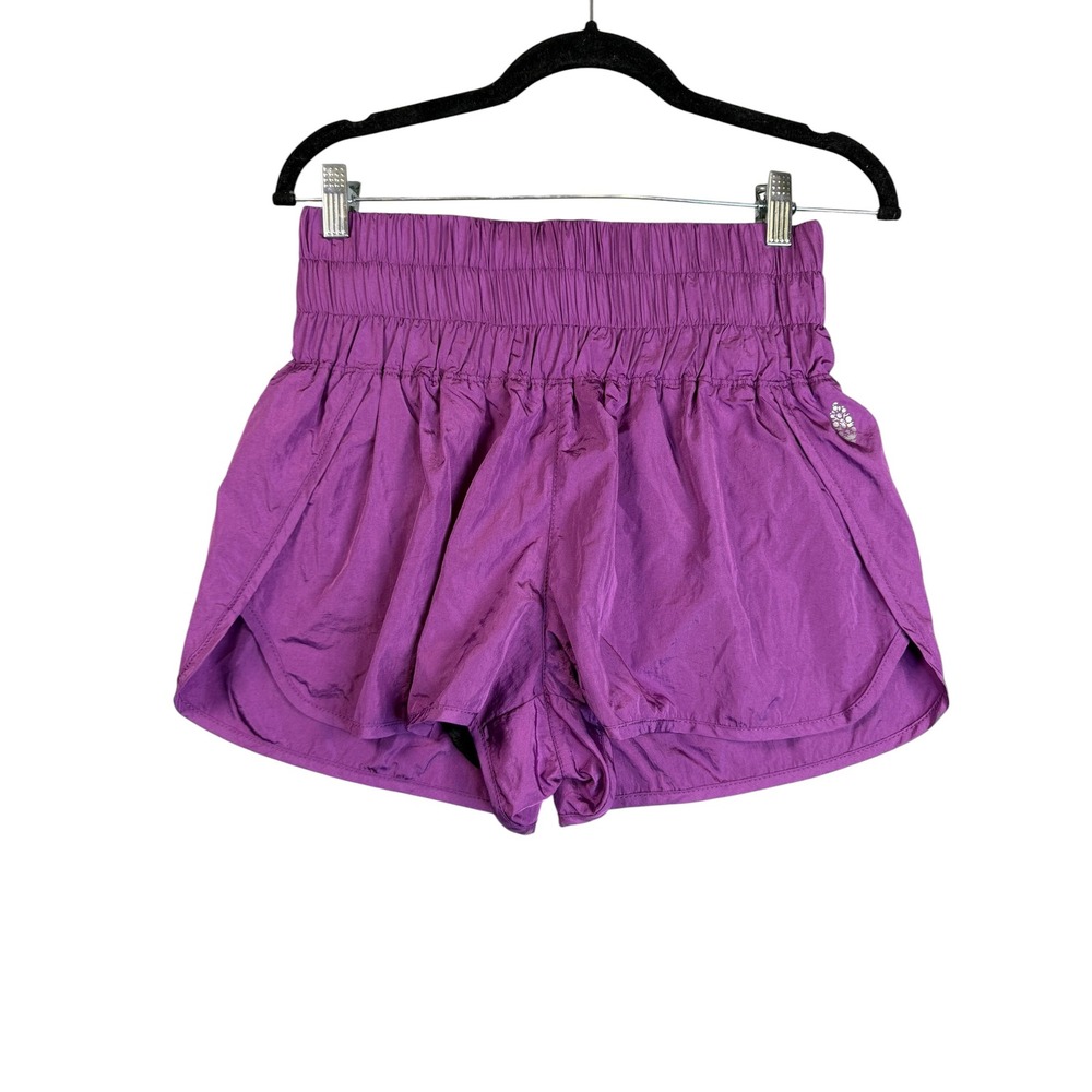 Free People Movement The Way Home Shorts Purple High Rise Smocked Waist medium